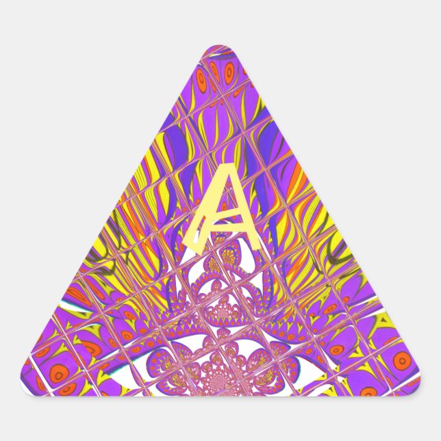 Letter A, Colourful logo text design Triangle Sticker (Front)