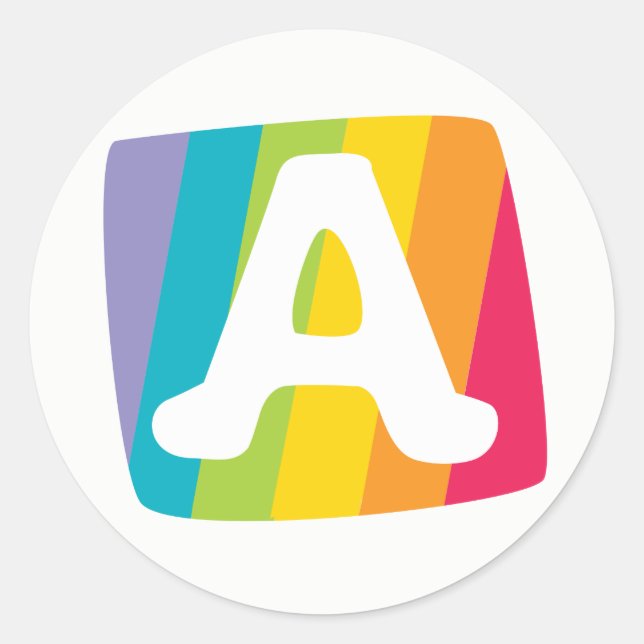 Letter A colourful stripe box monogram sticker (Front)