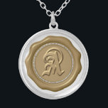 *~* Letter A  Diamond GOLD Wax Seal Monogram Silver Plated Necklace<br><div class="desc">Energetically Enhanced Pendant The letter "A" looks great in this GOLD WAX SEAL STAMP SILVER PLATED NECKLACE. SPARKLING WAX SEALS / STAMPS STICKERS - Great for a special envelope , party event celebration favors and more. The design is ELEGANT CLASSIC and RICH. The faux DIAMONDS give it a lovely SPARKLE......</div>