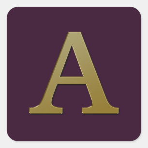 Letter A Gold Square Sticker
