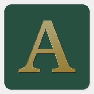 Letter A Gold Square Sticker