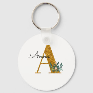 Letter A Golden monogram Key Ring