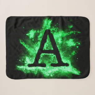 Letter A Green Capital Alphabet Sherpa Blanket