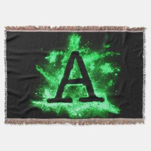 Letter A Green Capital Alphabet Throw Blanket