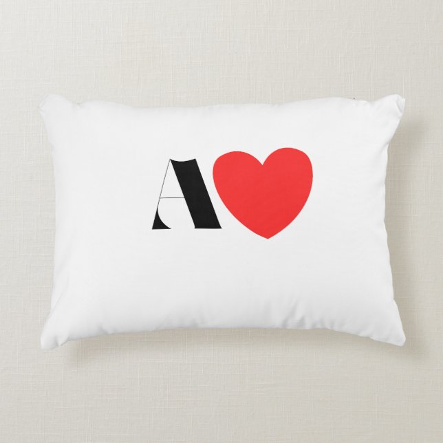 Letter A Heart - Valentine Initial Love Design Decorative Cushion (Front)