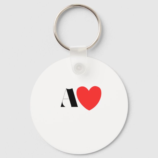 Letter A Heart - Valentine Initial Love Design Key Ring (Front)