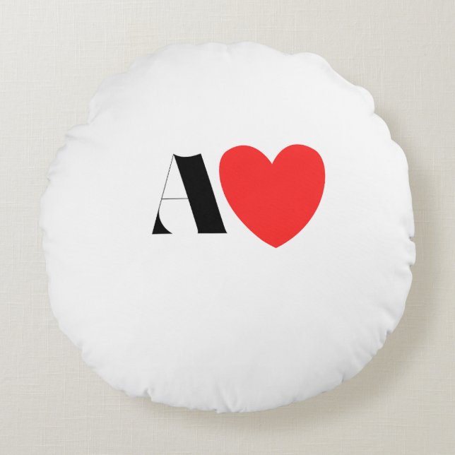 Letter A Heart - Valentine Initial Love Design Round Cushion (Front)