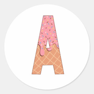 Letter A - Ice cream theme Classic Round Sticker