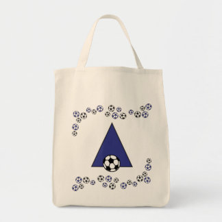 Letter A in Soccer Blue Monogram Tote