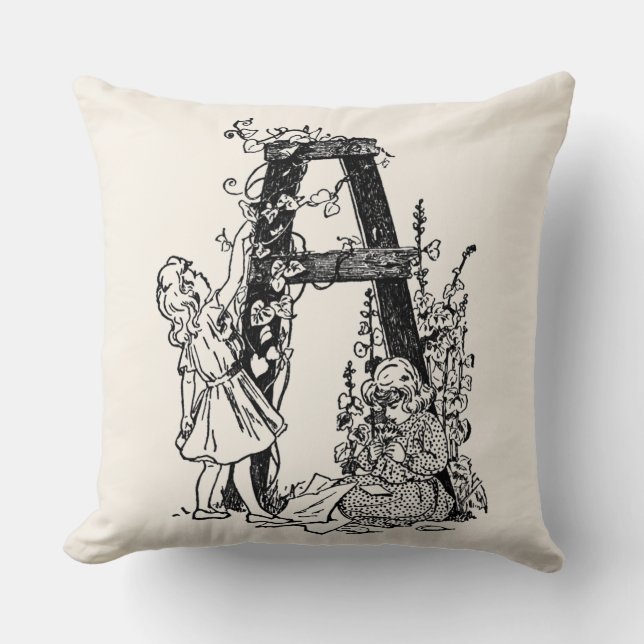 Letter 'A' in the Garden Monogram Cushion (Front)
