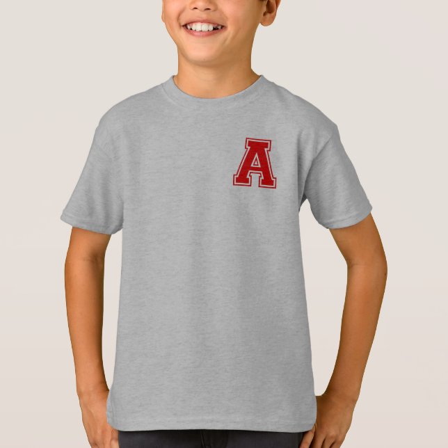 Letter A - Initial Name Alphabet Monogram T-Shirt (Front)