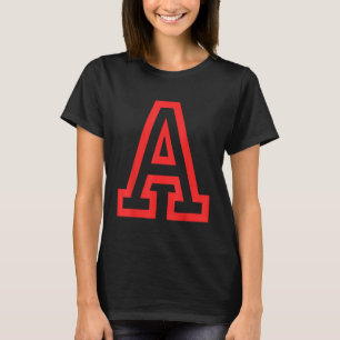 Letter A Large and bold outline in red T-Shirt