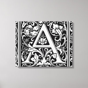 Letter A Mediaeval Monogram Art Nouveau Canvas Print