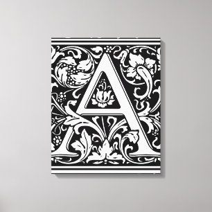 Letter A Mediaeval Monogram Art Nouveau Canvas Print