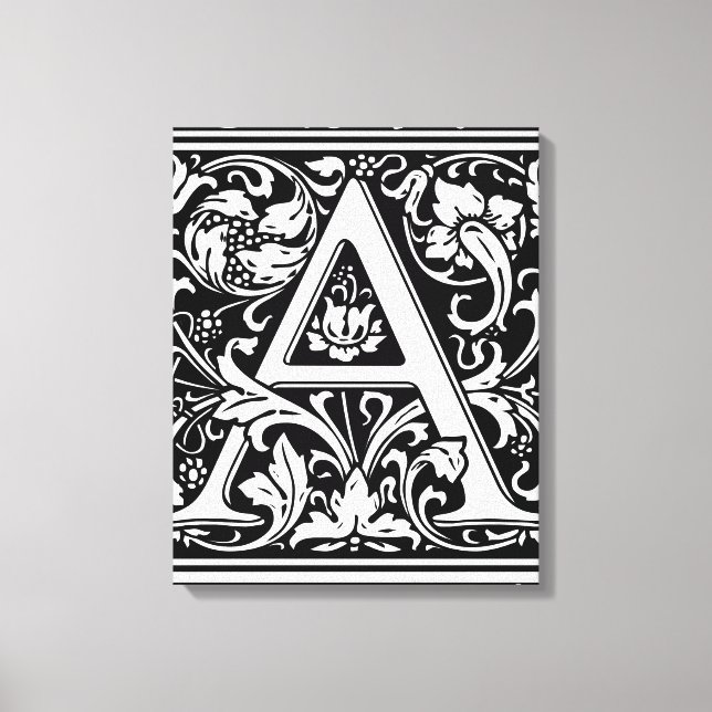 Letter A Mediaeval Monogram Art Nouveau Canvas Print (Front)