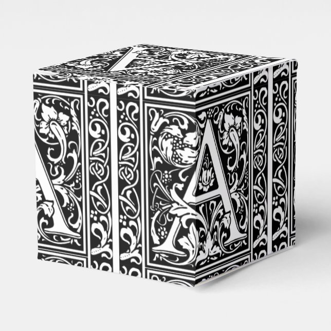 Letter A Mediaeval Monogram Art Nouveau Favour Box (Front Side)
