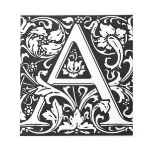 Letter A Mediaeval Monogram Art Nouveau Notepad