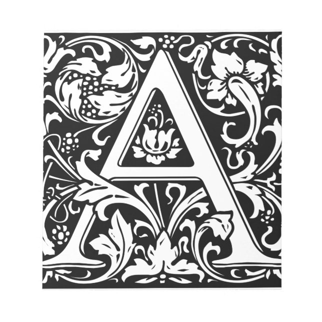 Letter A Mediaeval Monogram Art Nouveau Notepad (Front)