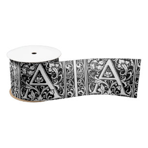 Letter A Mediaeval Monogram Art Nouveau Satin Ribbon