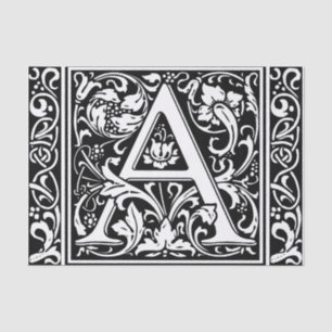 Letter A Mediaeval Monogram Art Nouveau Tissue Paper