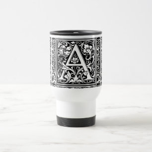 Letter A Mediaeval Monogram Art Nouveau Travel Mug