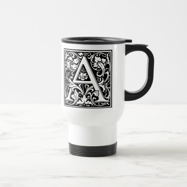 Letter A Mediaeval Monogram Art Nouveau Travel Mug (Right)