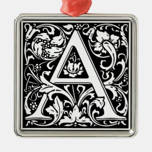 Letter A Medieval Monogram Art Initial Metal Tree Decoration
