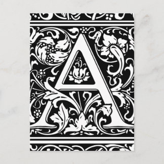 Letter A Medieval Monogram Vintage Initial Postcard