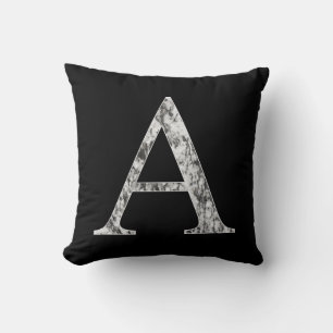 Letter A monogram initial Marble Alpha symbol Cushion