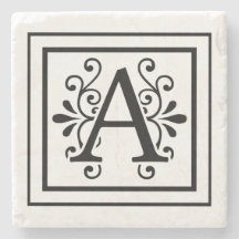 Letter A Monogram Stone Coasters