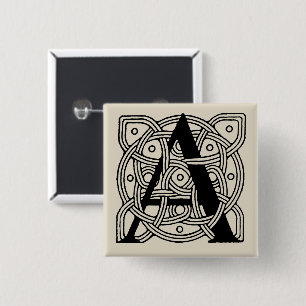 Letter A Monogram Vintage Celtic Knot Print 15 Cm Square Badge