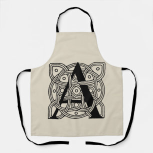 Letter A Monogram Vintage Celtic Knot Print Apron