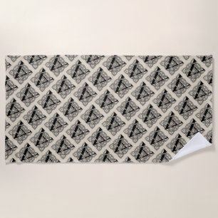 Letter A Monogram Vintage Celtic Knot Print Beach Towel