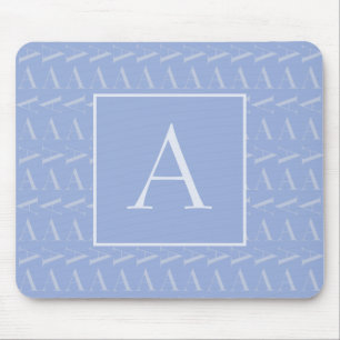 Letter A - Name Monogram Initial, Blue Mouse Mat
