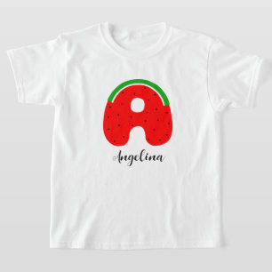 Letter A Name T-shirt, Custom Name Watermelon T-Shirt
