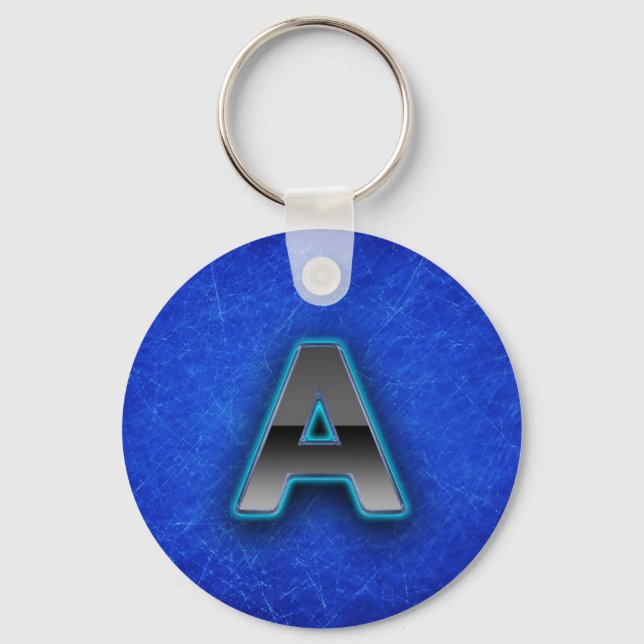 Letter A - neon blue edition Key Ring (Front)