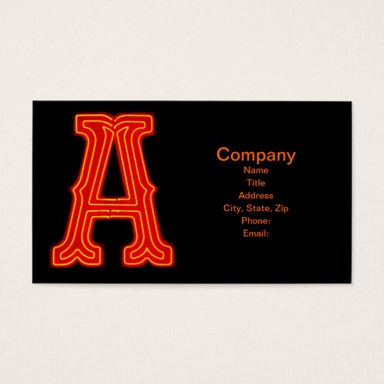 Letter "A" Neon Light Monogram Business Card