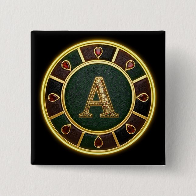 Letter A, Ornate Monogram Medallion 15 Cm Square Badge (Front)