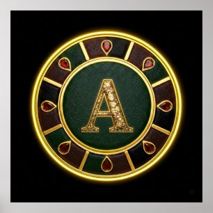 Letter A, Ornate Monogram Medallion Poster