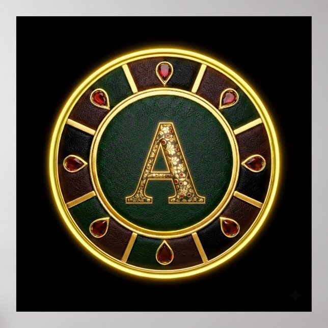 Letter A, Ornate Monogram Medallion Poster (Front)