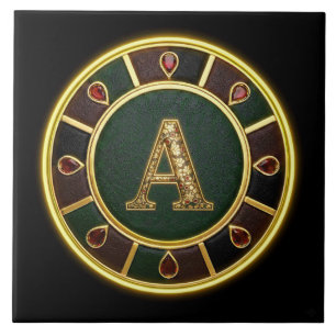 Letter A, Ornate Monogram Medallion Tile
