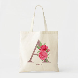 Letter A Personalised name monogram bridesmaid Tote Bag