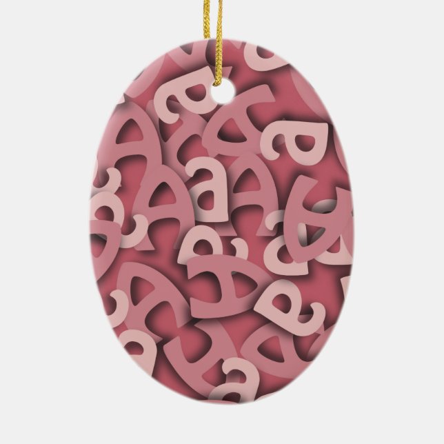 Letter A Pink Ceramic Tree Decoration (Back)