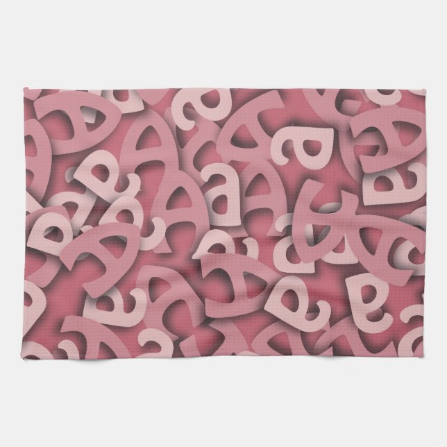 Letter A Pink Tea Towel (Horizontal)