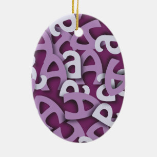 Letter A Purple Ceramic Tree Decoration