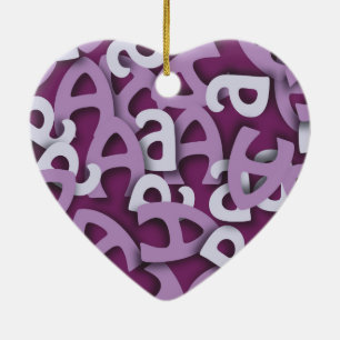 Letter A Purple Ceramic Tree Decoration