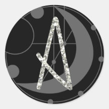 Letter A Rune Runic Monogram Geometric Moon Black