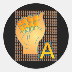Letter A Sign Language - Alphabet Characters Classic Round Sticker