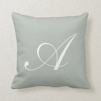 Letter A Silver Grey Monogram Pillow