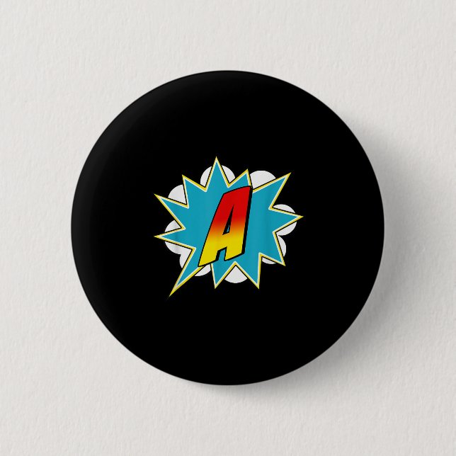 Letter A Superhero Name Comic Letter Retro Costume 6 Cm Round Badge (Front)